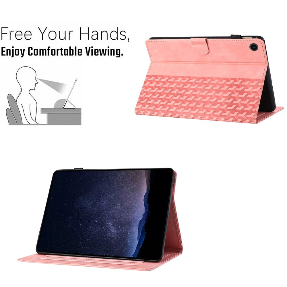 For Lenovo Tab M10 (Gen 3) Case Card Holder Building Blocks Imprinted Tablet Stand Cover - Pink