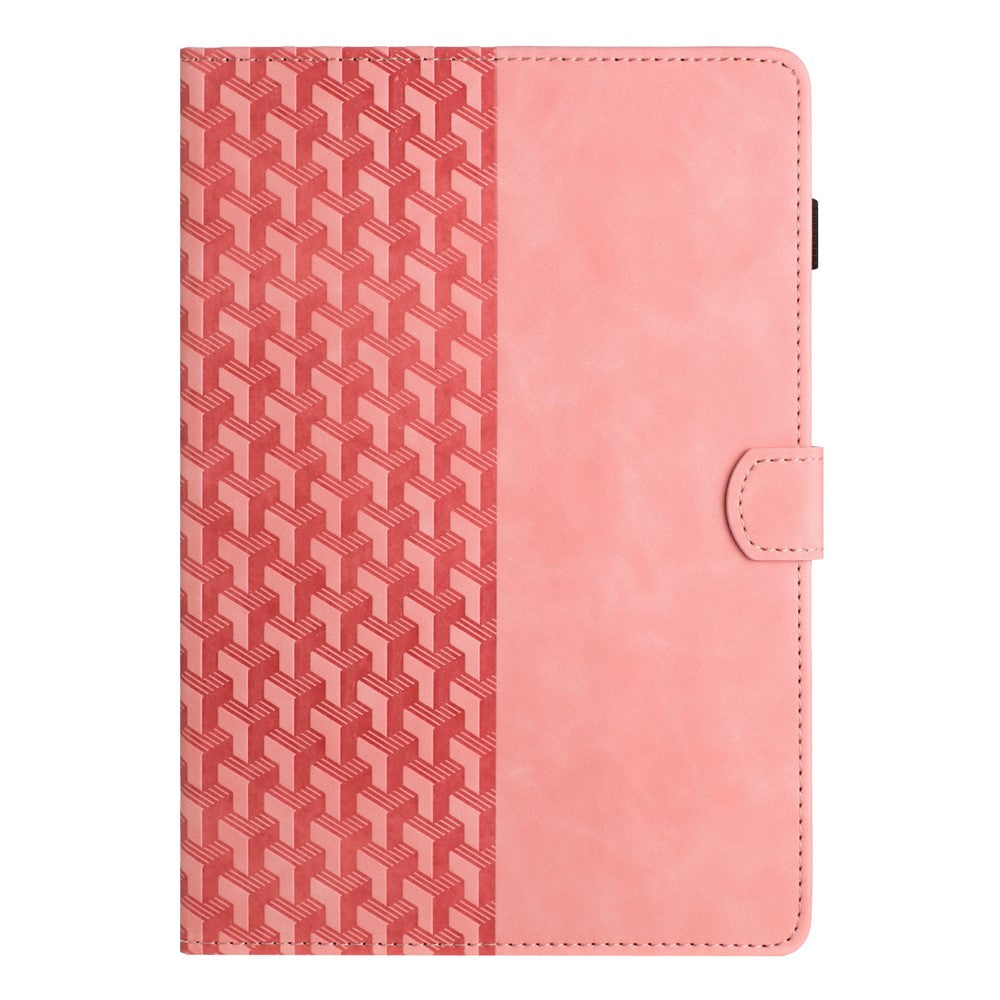 For Lenovo Tab M10 (Gen 3) Case Card Holder Building Blocks Imprinted Tablet Stand Cover - Pink