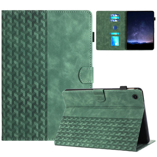 For Lenovo Tab M10 (Gen 3) Case Card Holder Building Blocks Imprinted Tablet Stand Cover - Green