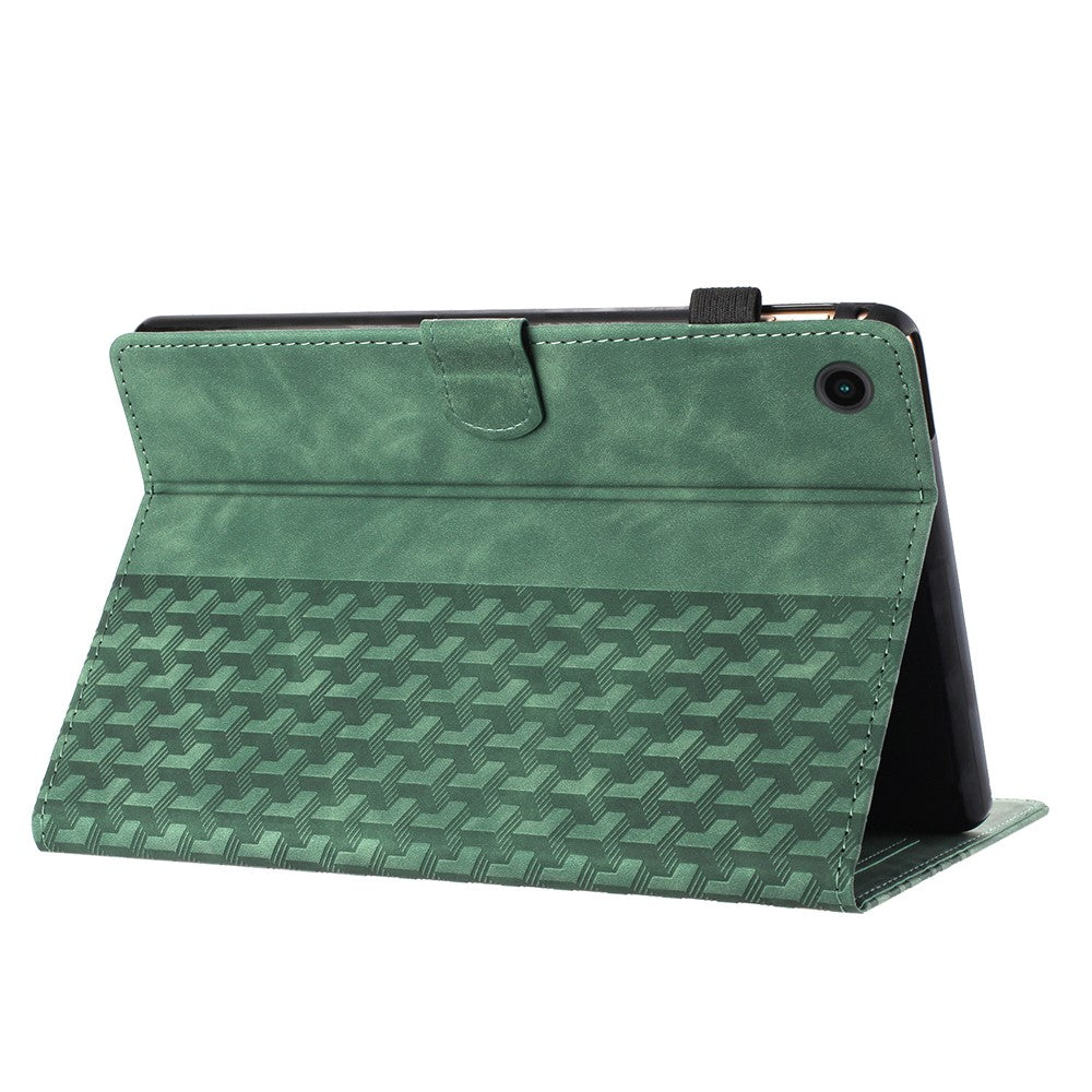 For Lenovo Tab M10 (Gen 3) Case Card Holder Building Blocks Imprinted Tablet Stand Cover - Green
