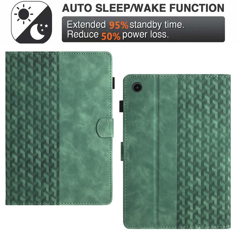 For Lenovo Tab M10 (Gen 3) Case Card Holder Building Blocks Imprinted Tablet Stand Cover - Green