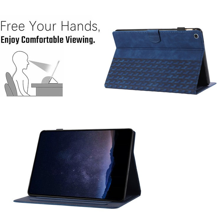 For Samsung Galaxy Tab A7 10.4 (2020) T500 / (2022) Tablet Cover Imprinted PU Leather Card Slot Case - Blue