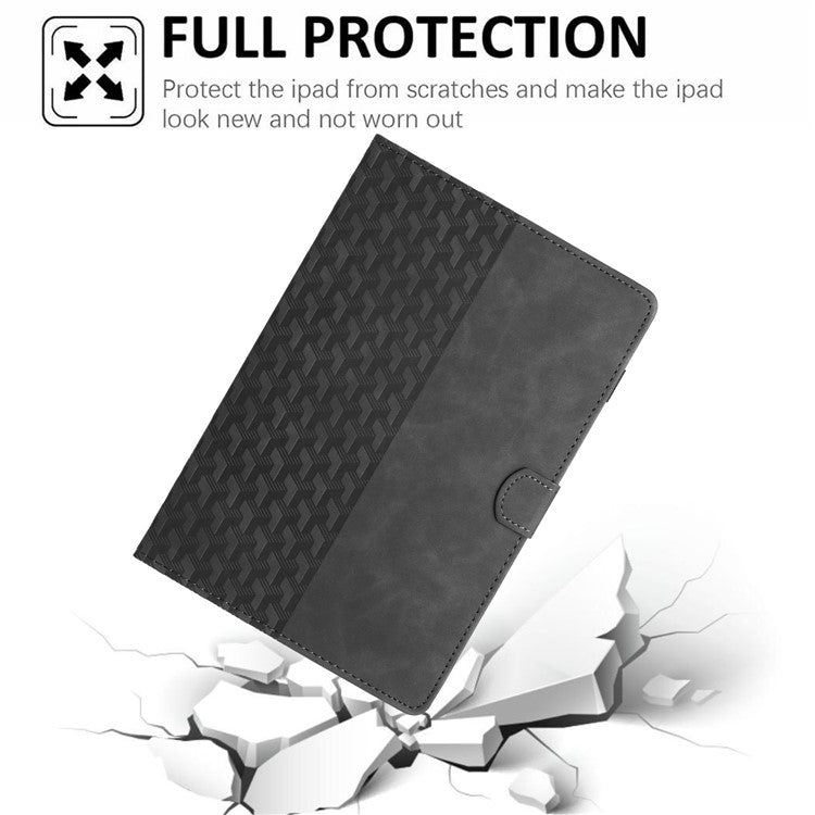 For Samsung Galaxy Tab A8 10.5 (2021) X205 X200 Leather Case Building Blocks Imprinted Tablet Cover - Black