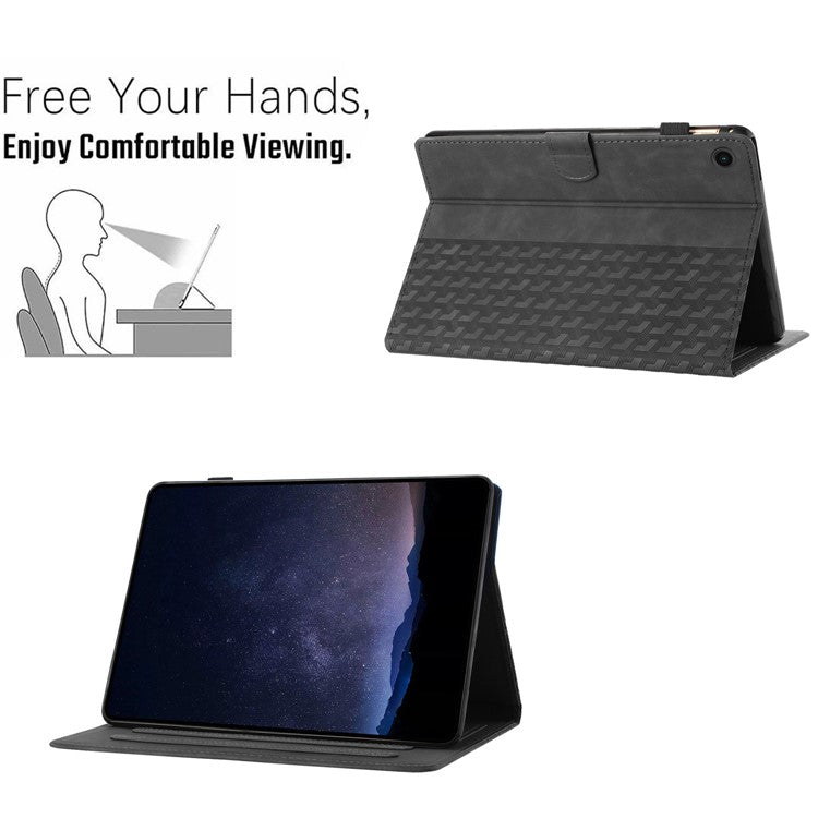 For Samsung Galaxy Tab A8 10.5 (2021) X205 X200 Leather Case Building Blocks Imprinted Tablet Cover - Black