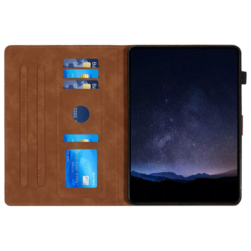For Lenovo Tab M10 Case Building Block Imprinted Anti-Drop Tablet Leather Cover - Brown
