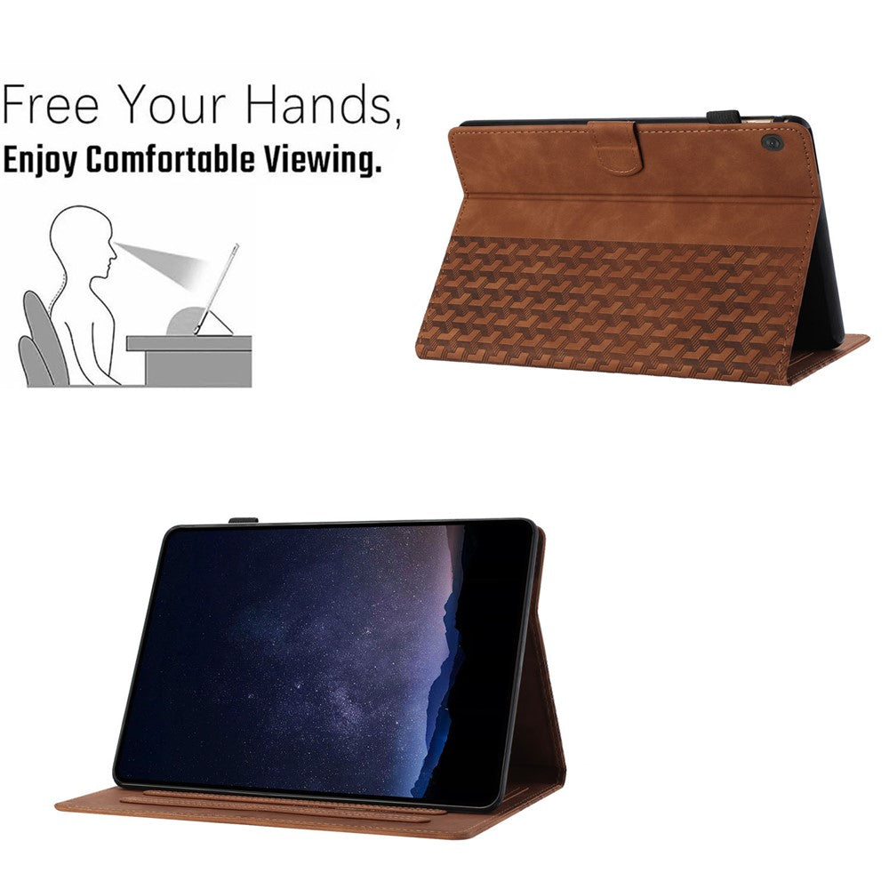 For Lenovo Tab M10 Case Building Block Imprinted Anti-Drop Tablet Leather Cover - Brown