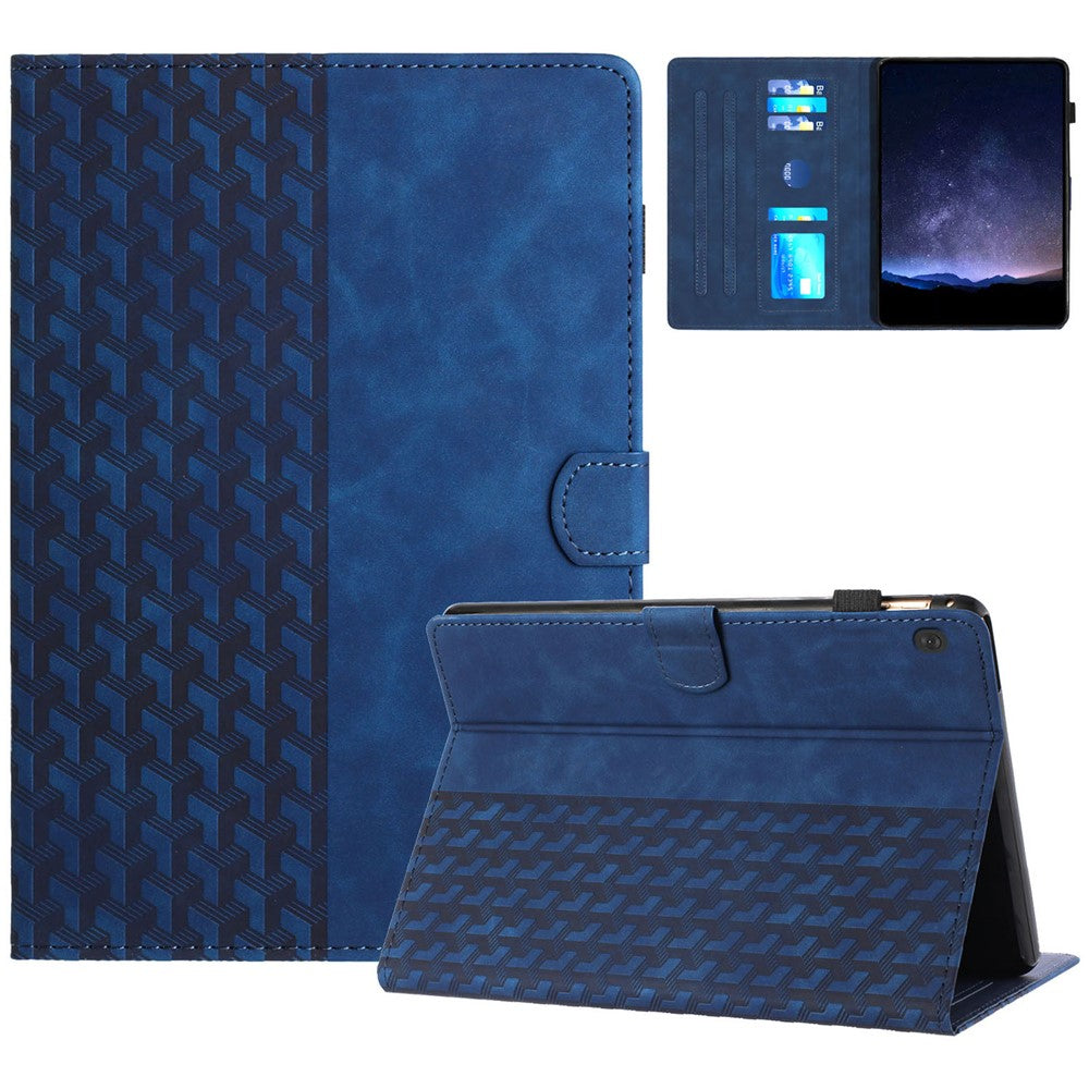For Lenovo Tab M10 Case Building Block Imprinted Anti-drop Tablet Leather Cover - Blue