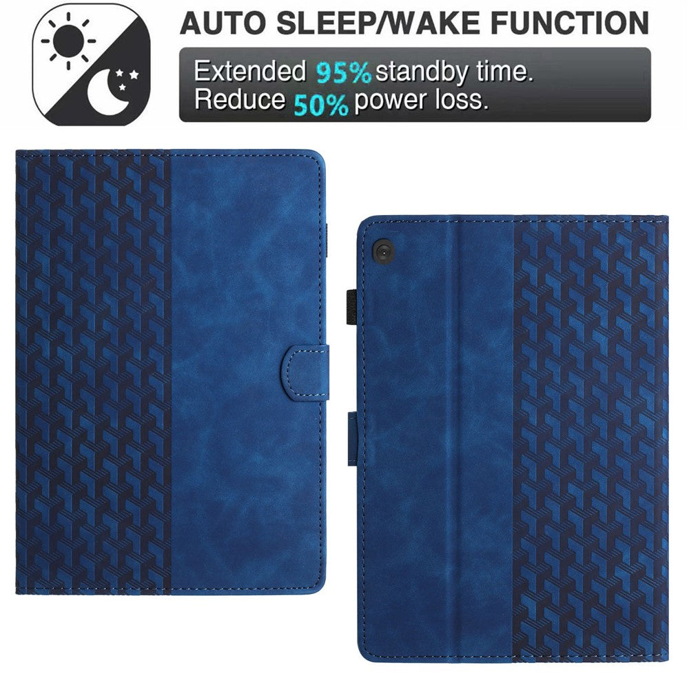 For Lenovo Tab M10 Case Building Block Imprinted Anti-drop Tablet Leather Cover - Blue