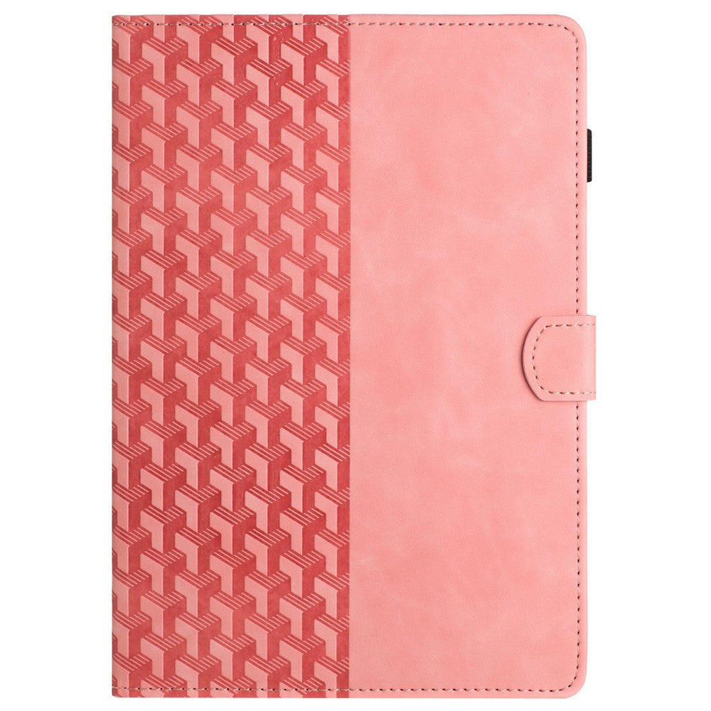 For Lenovo Tab M10 Case Building Block Imprinted Anti-drop Tablet Leather Cover - Pink