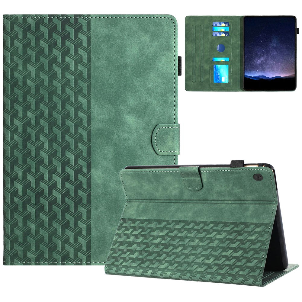 For Lenovo Tab M10 Case Building Block Imprinted Anti-drop Tablet Leather Cover - Green