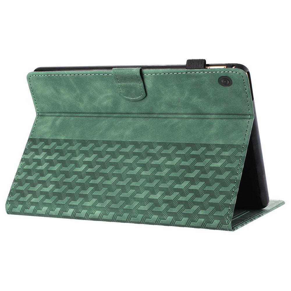 For Lenovo Tab M10 Case Building Block Imprinted Anti-drop Tablet Leather Cover - Green