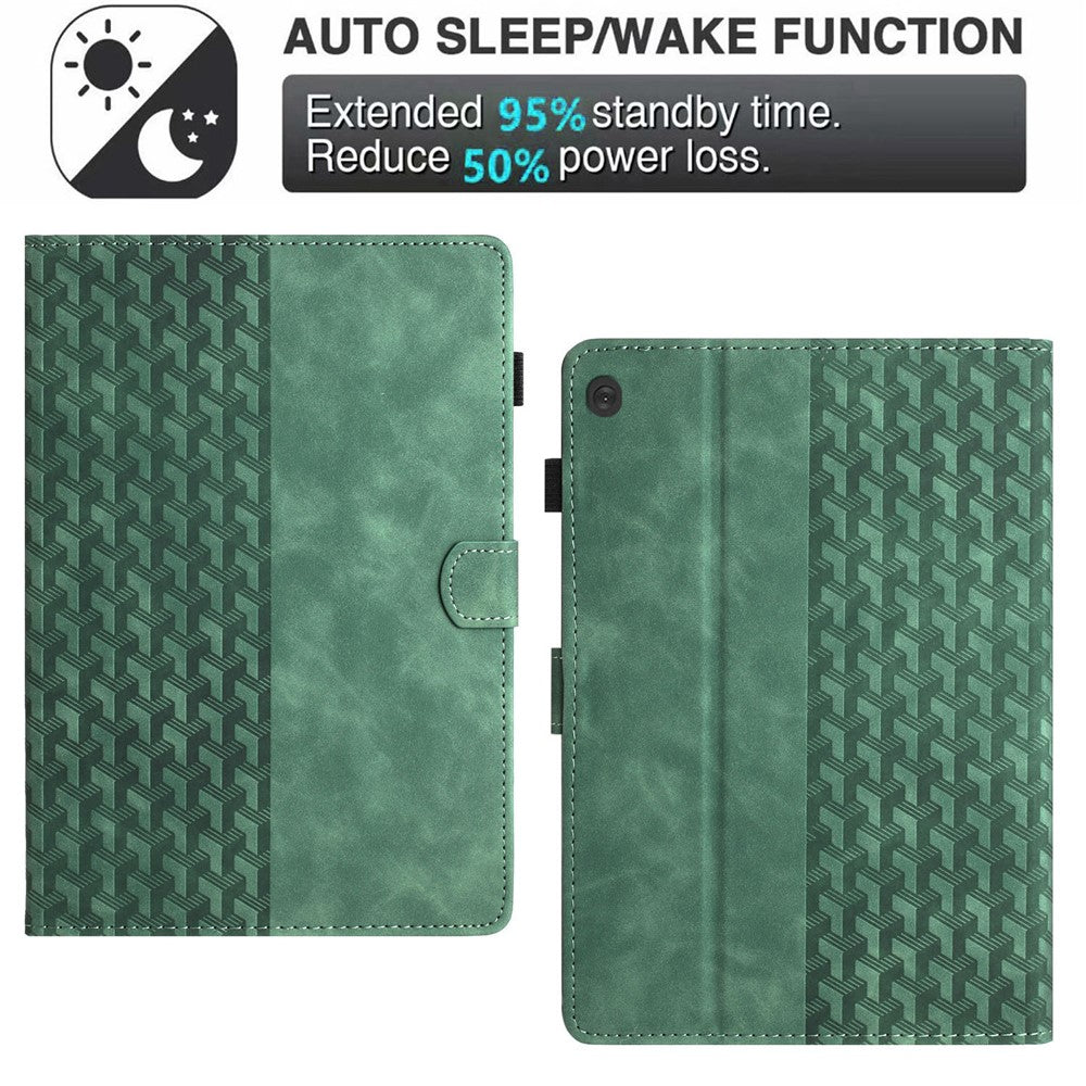 For Lenovo Tab M10 Case Building Block Imprinted Anti-drop Tablet Leather Cover - Green
