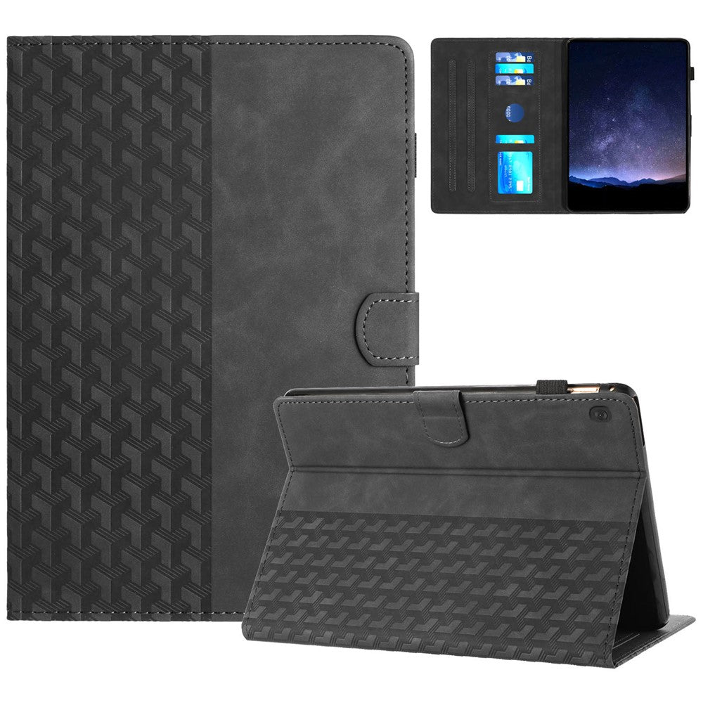 For Lenovo Tab M10 Case Building Block Imprinted Anti-drop Tablet Leather Cover - Black