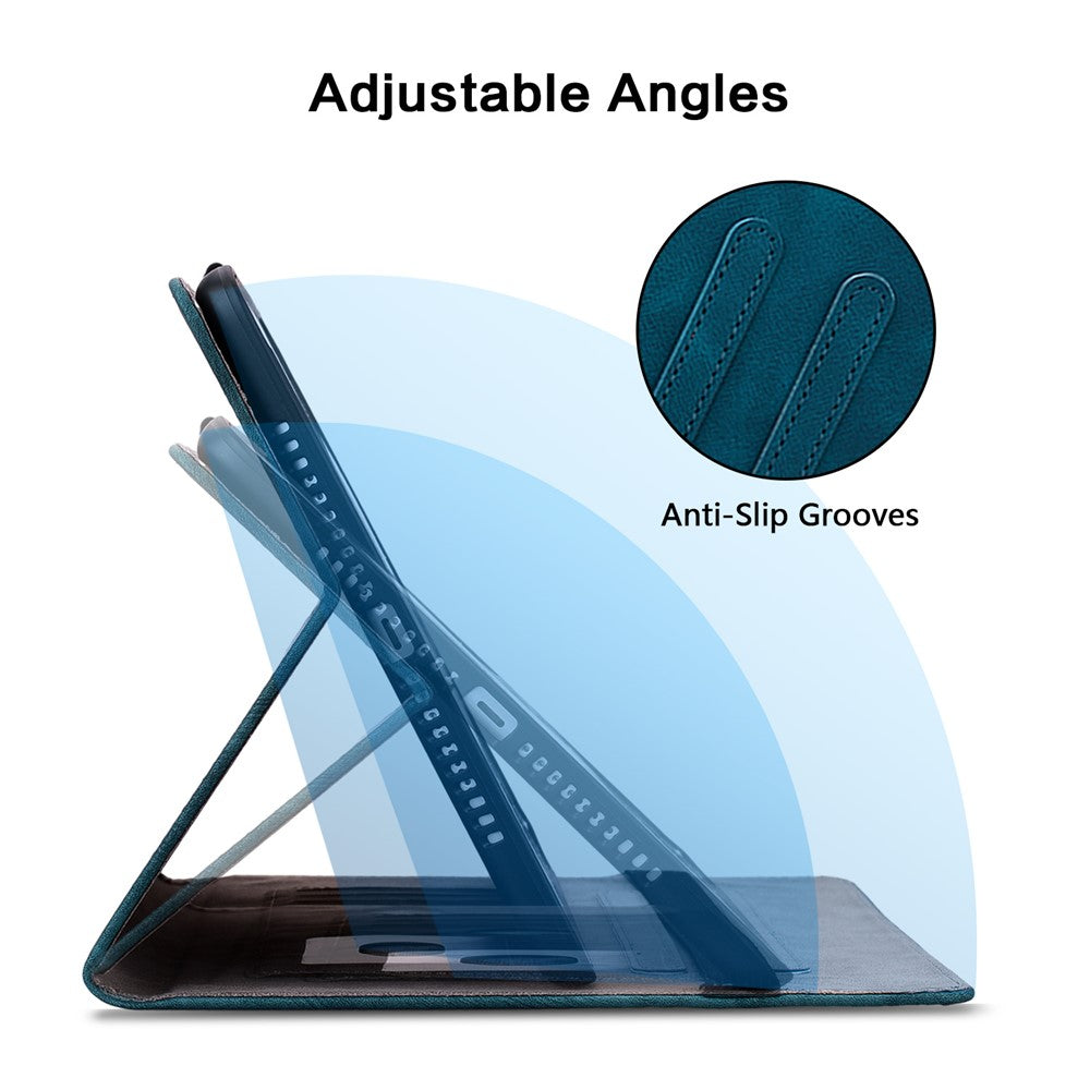 For Lenovo Tab M11 / Xiaoxin Pad 11 2024 Case Card Slots Leather Tablet Cover Lily Flower  - Blue