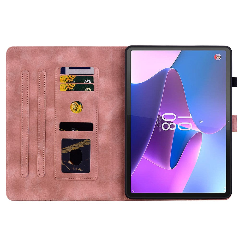 For Lenovo Tab P11 Pro / P11 Pro Gen 2 Case Lily Flower Imprinted Leather Tablet Flip Cover with Card Slot - Pink