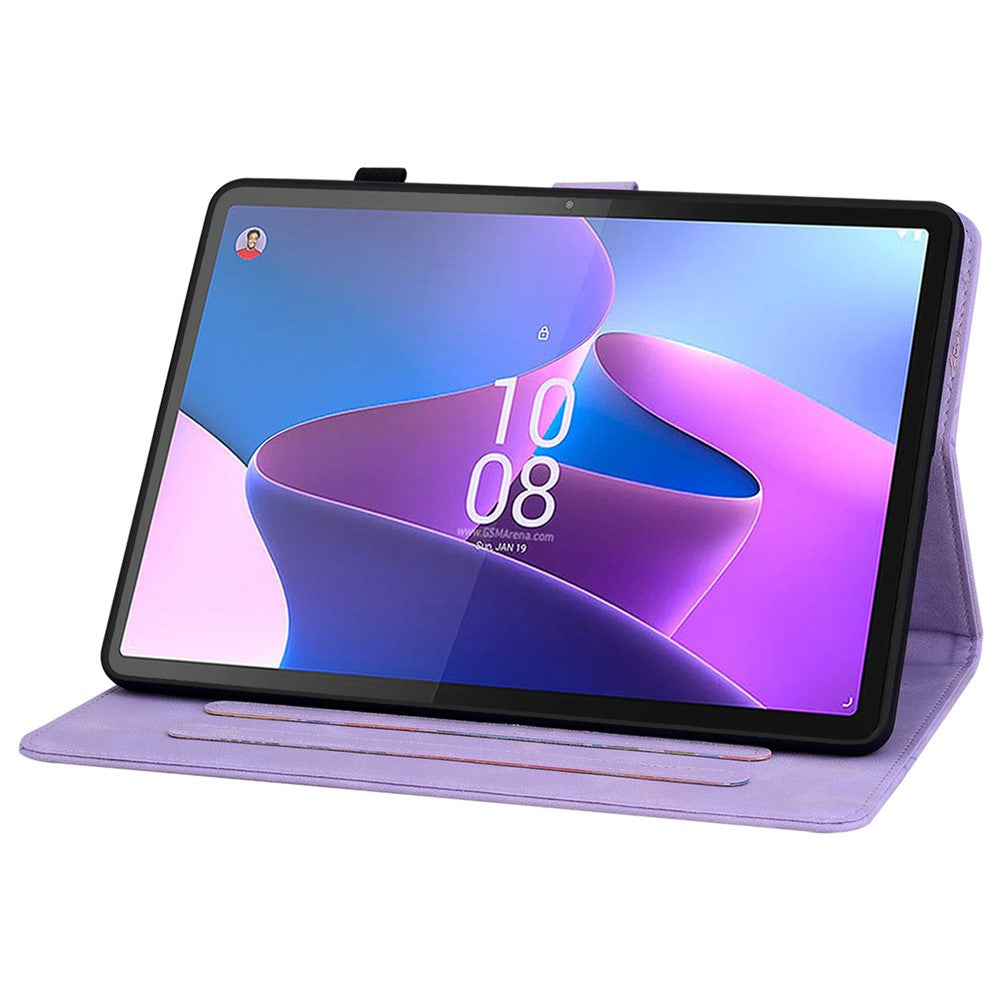 For Lenovo Tab P11 Pro / P11 Pro Gen 2 Case Lily Flower Imprinted Leather Tablet Flip Cover with Card Slot - Purple