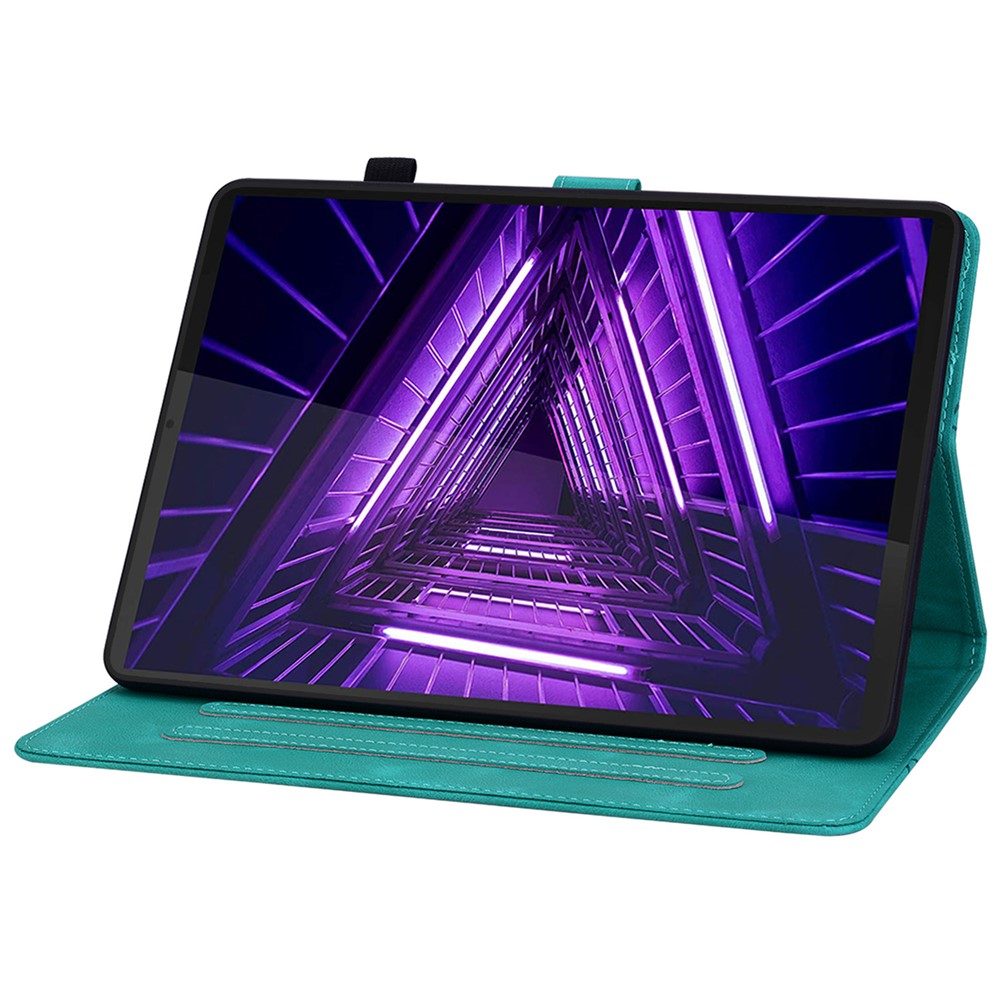 For Lenovo Tab M10 Plus TB-X606F / TB-X606X Case PU Leather Lily Flower Pattern Stand Tablet Cover - Green