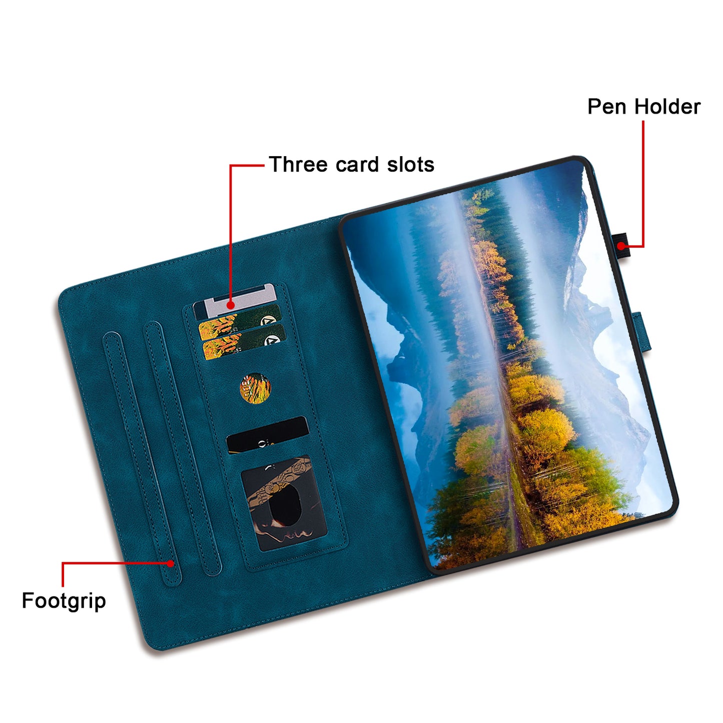 For Samsung Galaxy Tab S9 FE Leather Case Lily Flower Pattern Stand Protective Tablet Cover - Blue