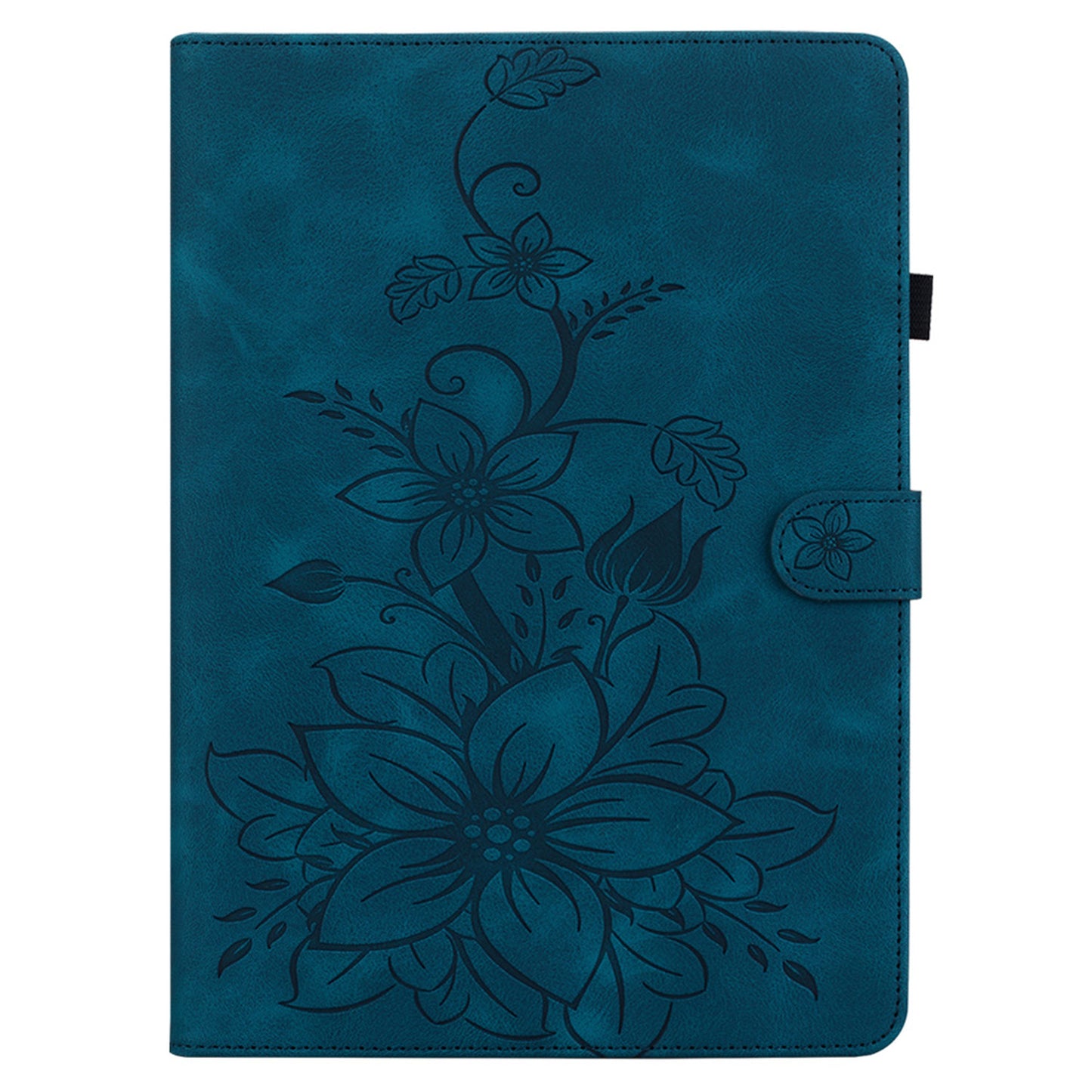 For Samsung Galaxy Tab S9 FE Leather Case Lily Flower Pattern Stand Protective Tablet Cover - Blue