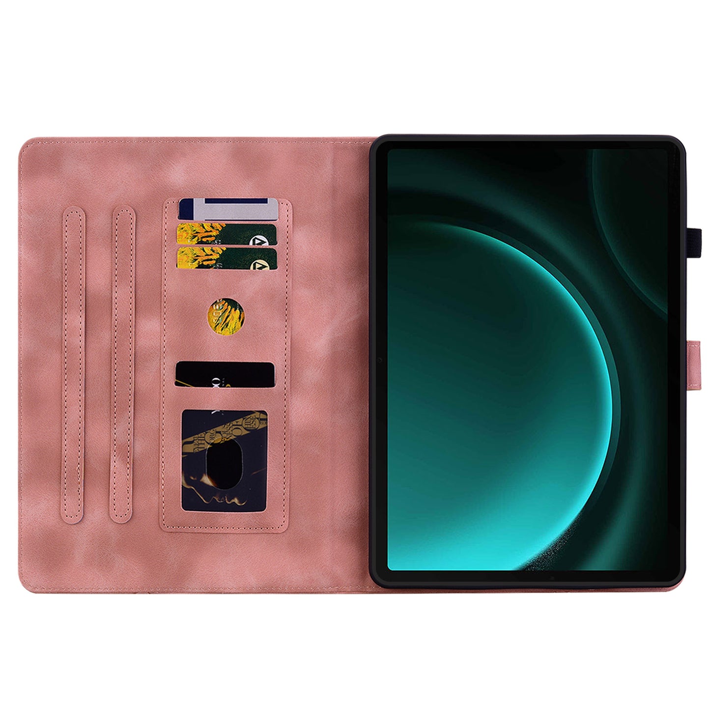 For Samsung Galaxy Tab S9 FE Leather Case Lily Flower Pattern Stand Protective Tablet Cover - Pink