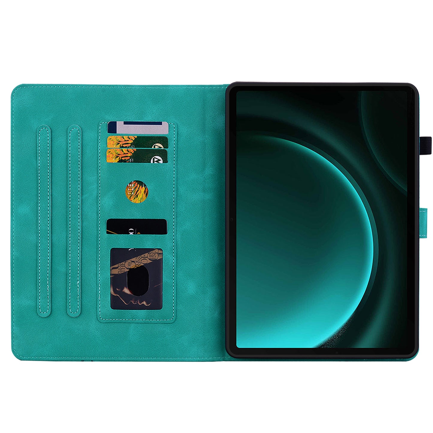 For Samsung Galaxy Tab S9 FE Leather Case Lily Flower Pattern Stand Protective Tablet Cover - Green