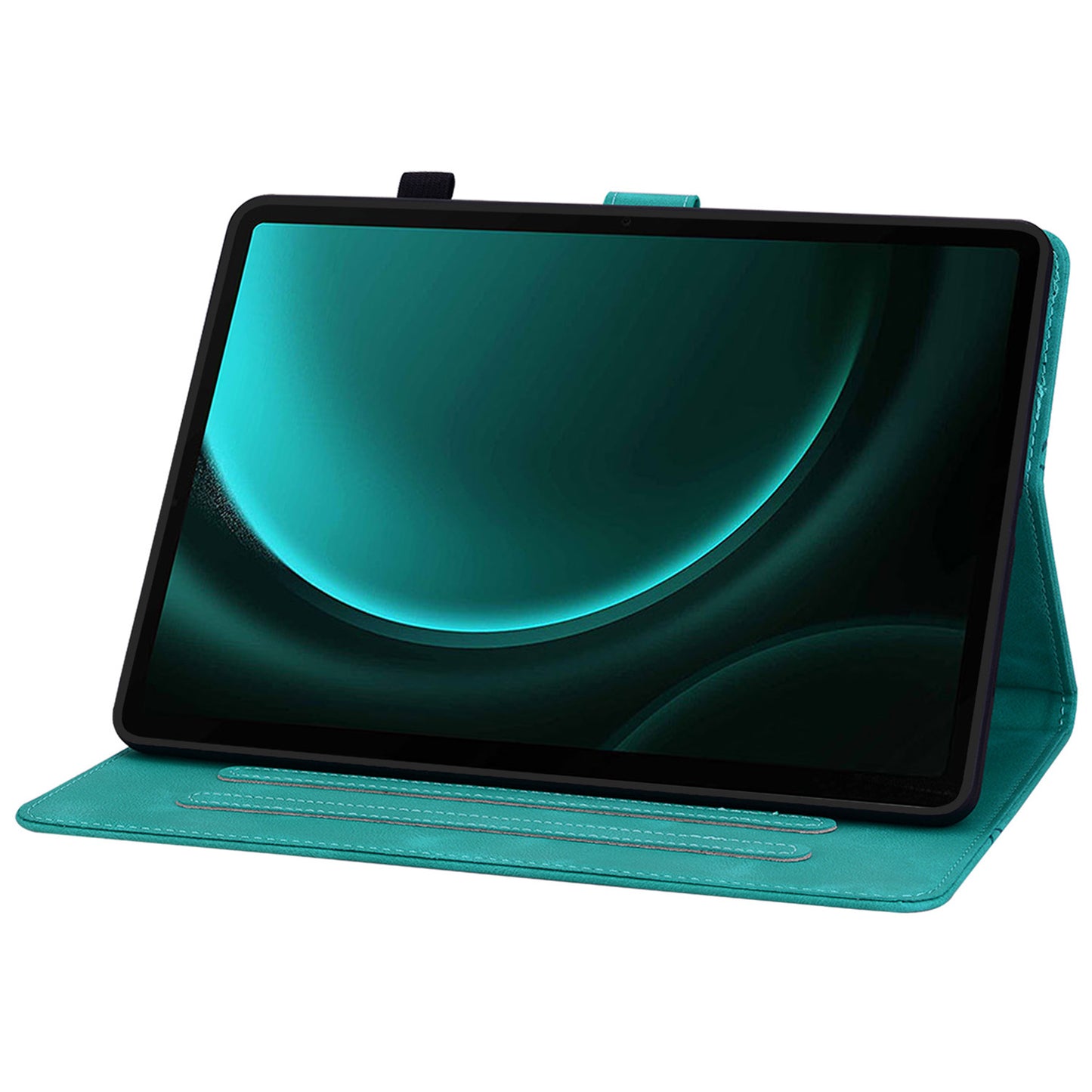 For Samsung Galaxy Tab S9 FE Leather Case Lily Flower Pattern Stand Protective Tablet Cover - Green