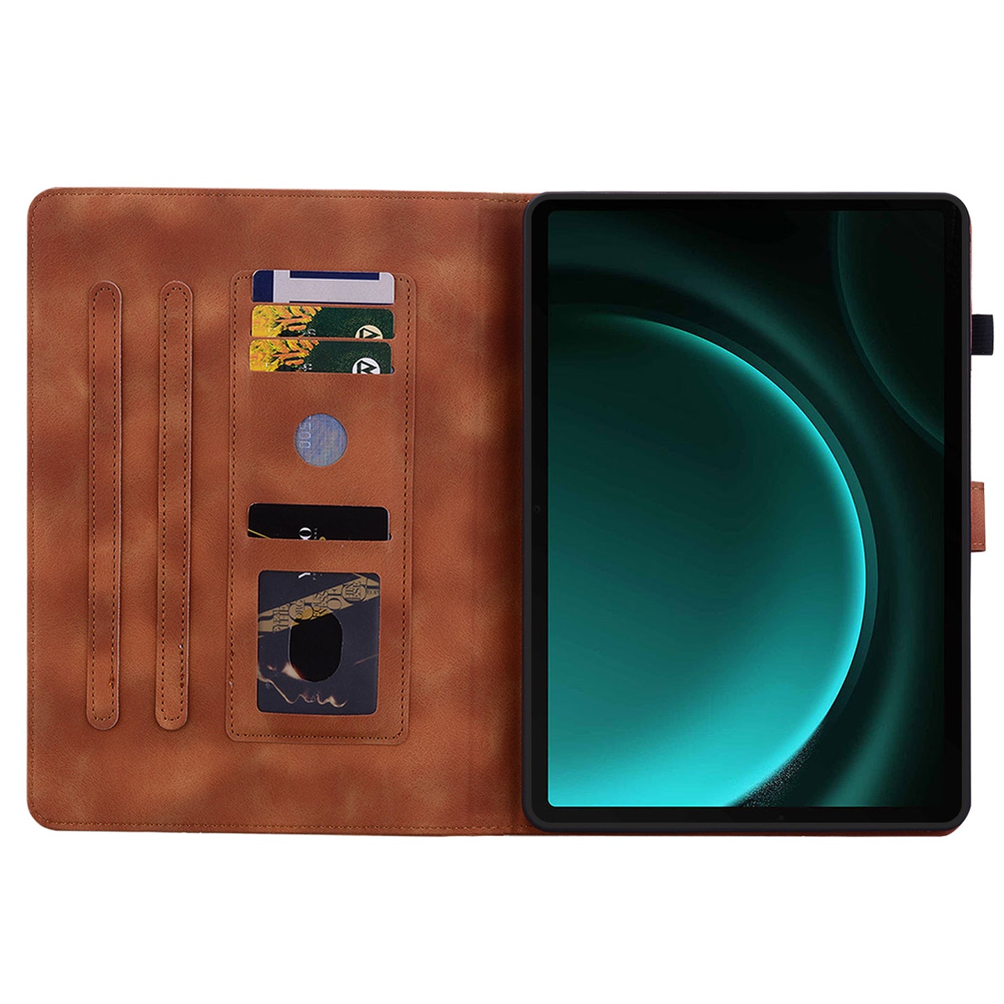 For Samsung Galaxy Tab S9 FE Leather Case Lily Flower Pattern Stand Protective Tablet Cover - Brown