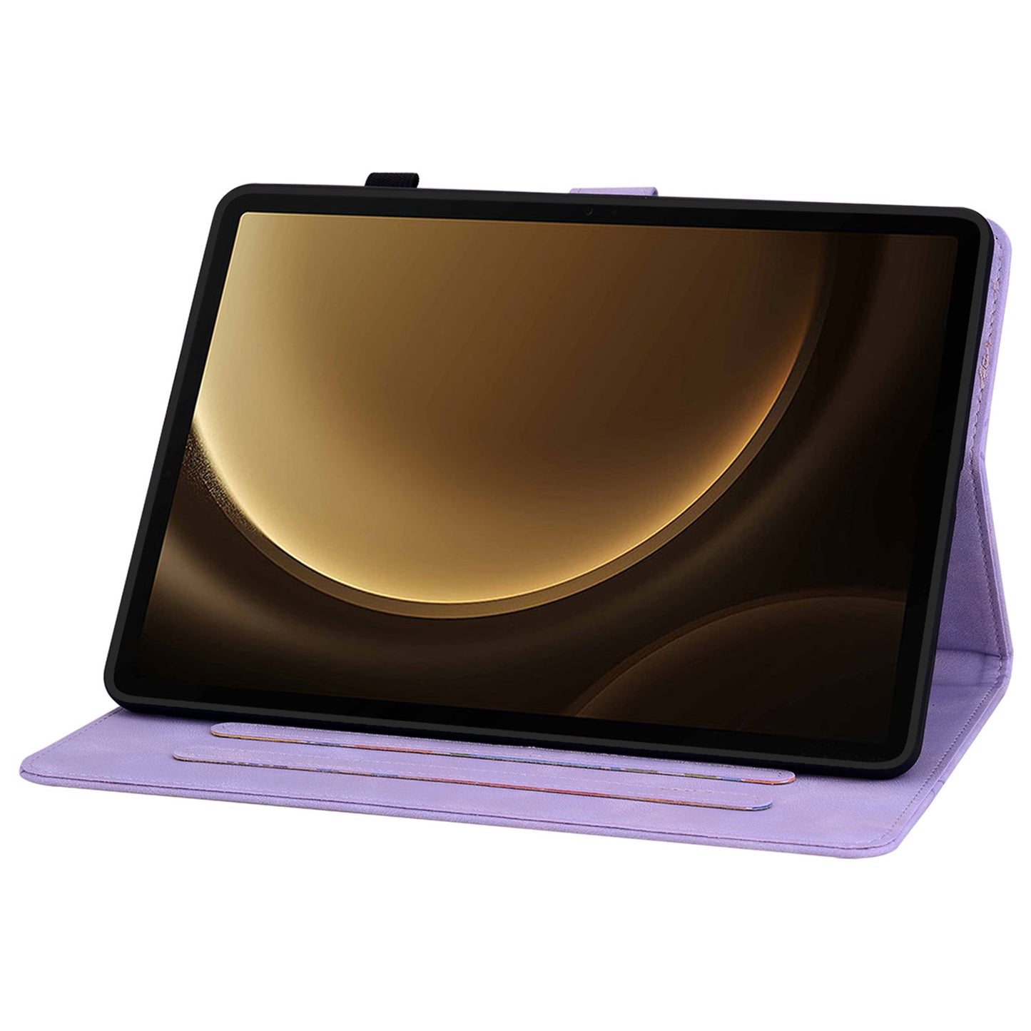 For Samsung Galaxy Tab S10+ / S9+ / S9 FE+ Card Slots Case Lily Flower Imprint PU Leather Tablet Cover - Purple