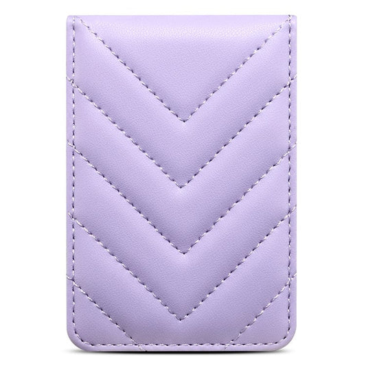 Adhesive Card Holder for Smart Phones Leather Card Bag with RFID Blocking, Kickstand - Purple
