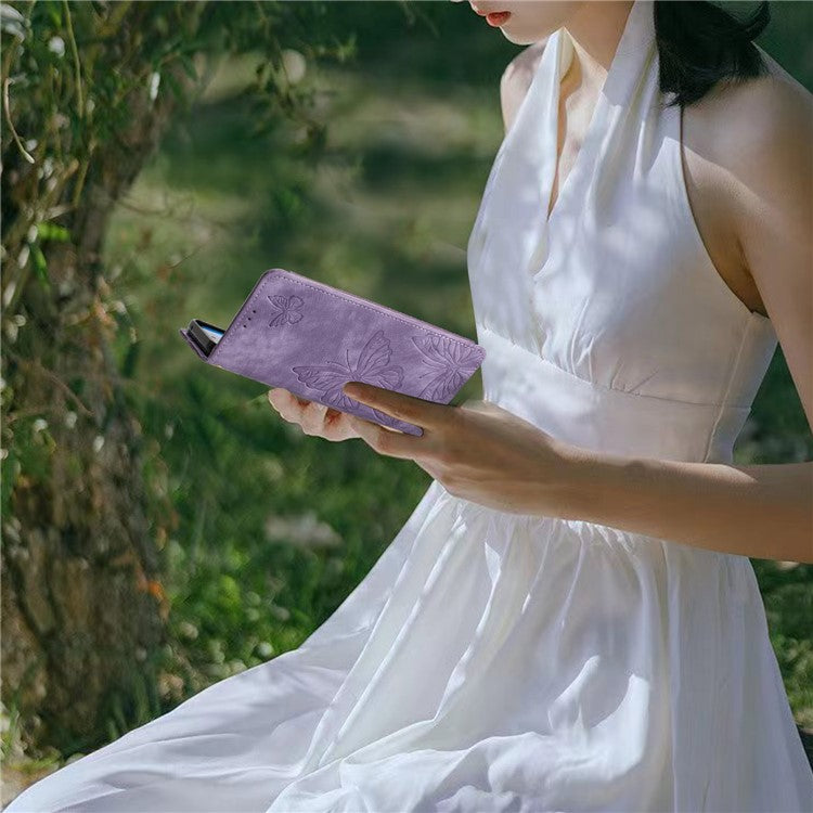 For OnePlus 13 Case Butterfly Design Flip Wallet Leather Phone Cover Skin-Touch - Purple
