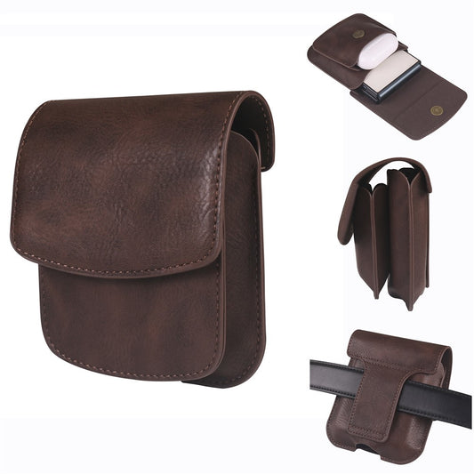 Foldable Waist Bag for Samsung Galaxy Z Flip7 FE 5G / Z Flip6 5G / AirPods 4 , Dual Compartment Compact Belt Pouch Phone Earbuds Holder - Coffee