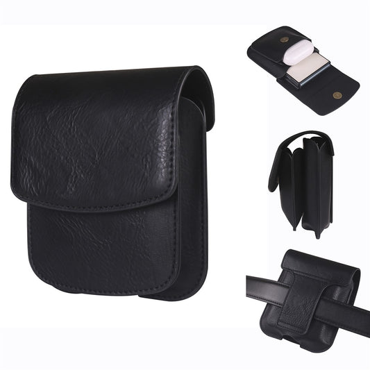 Foldable Waist Bag for Samsung Galaxy Z Flip7 FE 5G / Z Flip6 5G / AirPods 4 , Dual Compartment Compact Belt Pouch Phone Earbuds Holder - Black