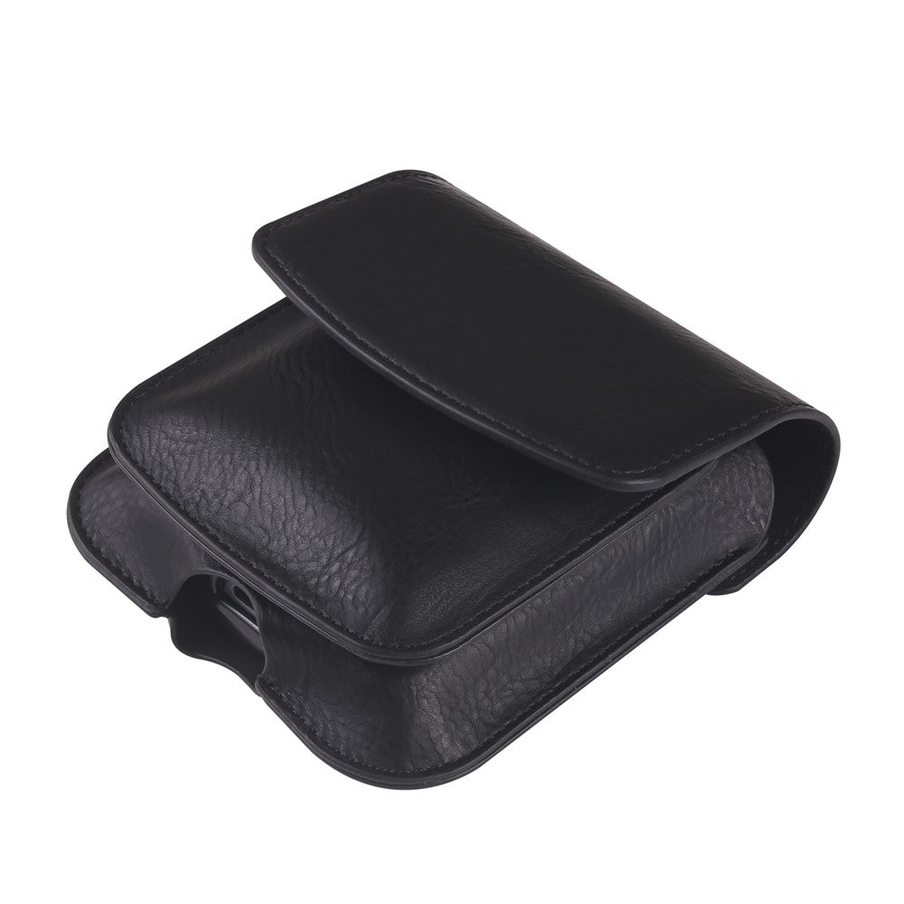 Foldable Waist Bag for Samsung Galaxy Z Flip7 FE 5G / Z Flip6 5G / AirPods 4 , Dual Compartment Compact Belt Pouch Phone Earbuds Holder - Black