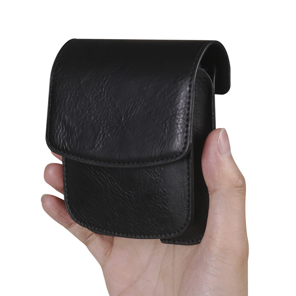 Foldable Waist Bag for Samsung Galaxy Z Flip7 FE 5G / Z Flip6 5G / AirPods 4 , Dual Compartment Compact Belt Pouch Phone Earbuds Holder - Black