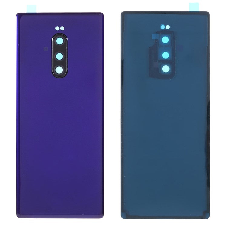 OEM Battery Back Cover Rear Door Housing Replacement with Camera Lens Ring Cover for Sony Xperia 1 / XZ4 - Purple