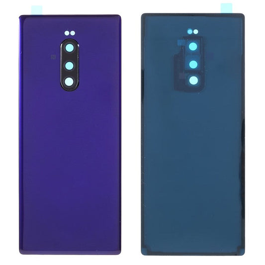 OEM Battery Back Cover Rear Door Housing Replacement with Camera Lens Ring Cover for Sony Xperia 1 / XZ4 - Purple
