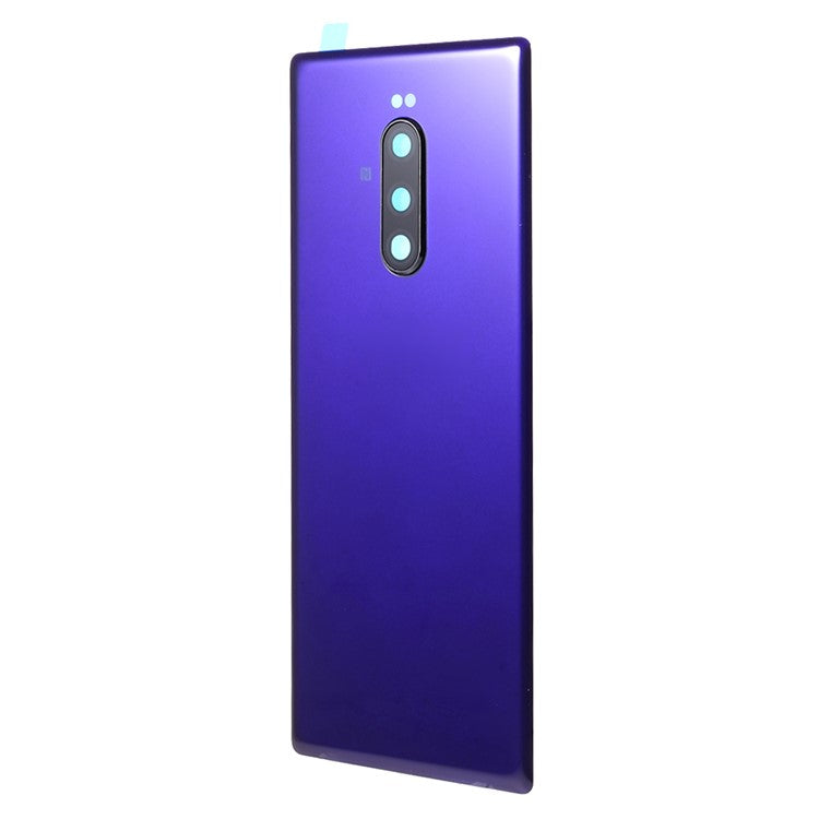 OEM Battery Back Cover Rear Door Housing Replacement with Camera Lens Ring Cover for Sony Xperia 1 / XZ4 - Purple