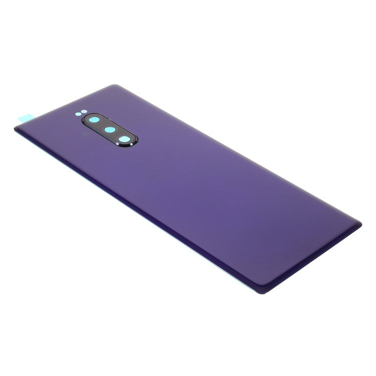 OEM Battery Back Cover Rear Door Housing Replacement with Camera Lens Ring Cover for Sony Xperia 1 / XZ4 - Purple