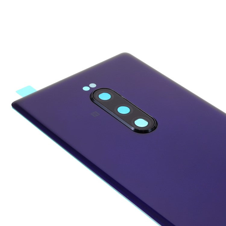 OEM Battery Back Cover Rear Door Housing Replacement with Camera Lens Ring Cover for Sony Xperia 1 / XZ4 - Purple