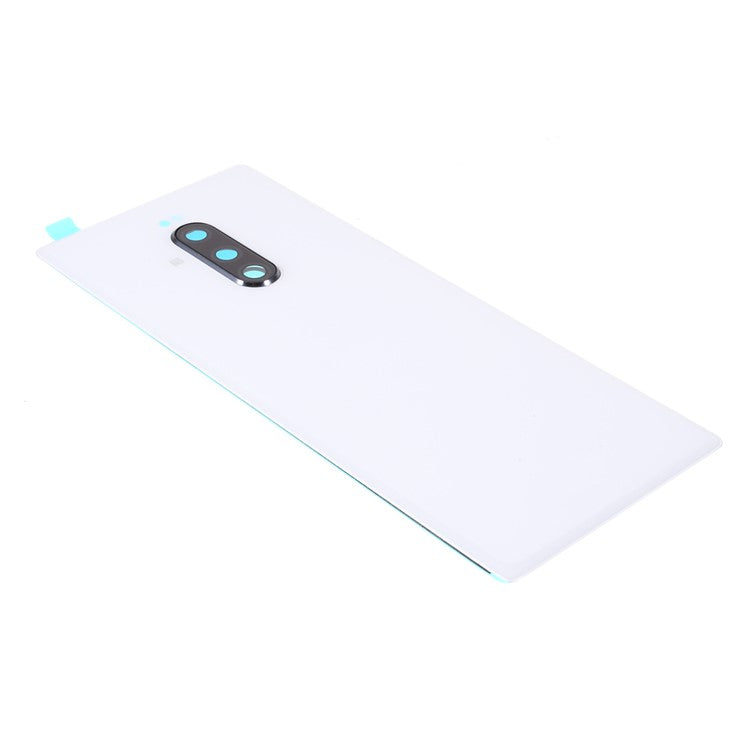 OEM Battery Back Cover Rear Door Housing Replacement with Camera Lens Ring Cover for Sony Xperia 1 / XZ4 - White