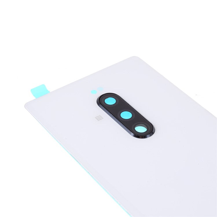 OEM Battery Back Cover Rear Door Housing Replacement with Camera Lens Ring Cover for Sony Xperia 1 / XZ4 - White