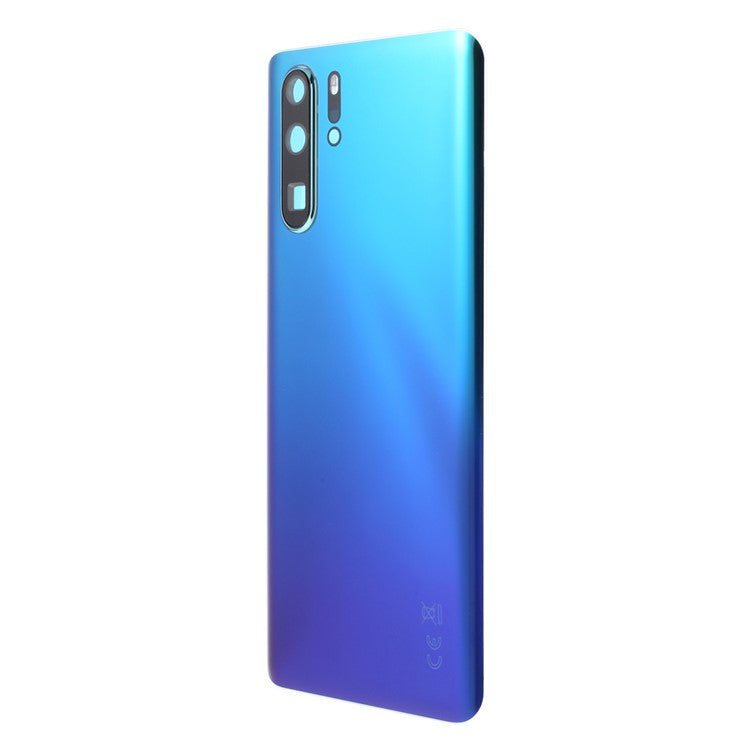 For Huawei P30 Pro Back Battery Housing Cover with Camera Ring Lens Cover Spare Part (without Logo) - Aurora Blue