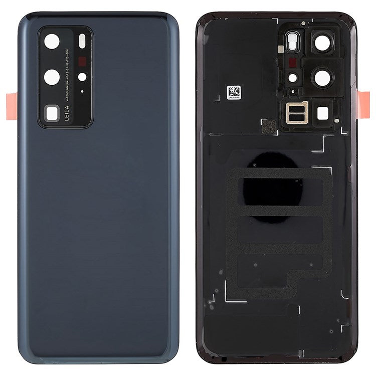 For Huawei P40 Pro OEM Battery Housing with Adhesive Sticker + Camera Lens Cover - Black