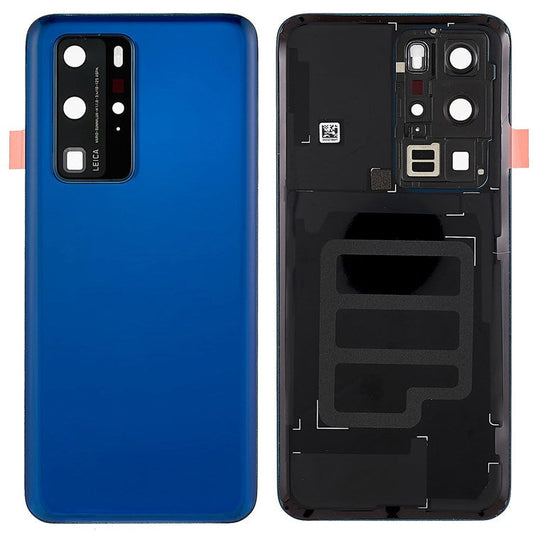 For Huawei P40 Pro OEM Battery Housing with Adhesive Sticker + Camera Lens Cover - Deep Sea Blue