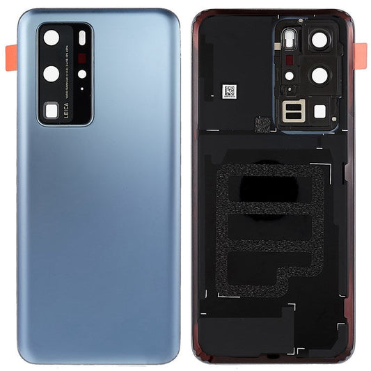 For Huawei P40 Pro OEM Battery Housing with Adhesive Sticker + Camera Lens Cover - Silver Frost