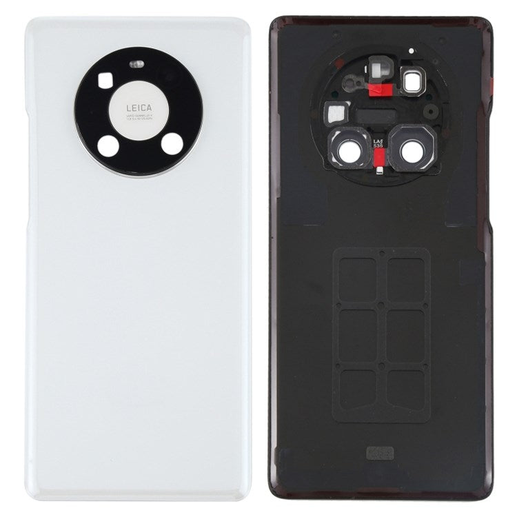 For Huawei Mate 40 Pro 4G/5G Battery Housing Back Cover with Camera Ring Lens Cover Replacement (without Logo) - White