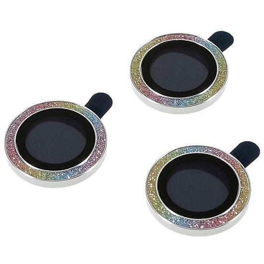 3Pcs / Set for iPhone 14 Pro 6.1 inch / 14 Pro Max 6.7 inch Rhinestone Camera Lens Protector Anti-scratch Tempered Glass Lens Cover - Colorful Silver