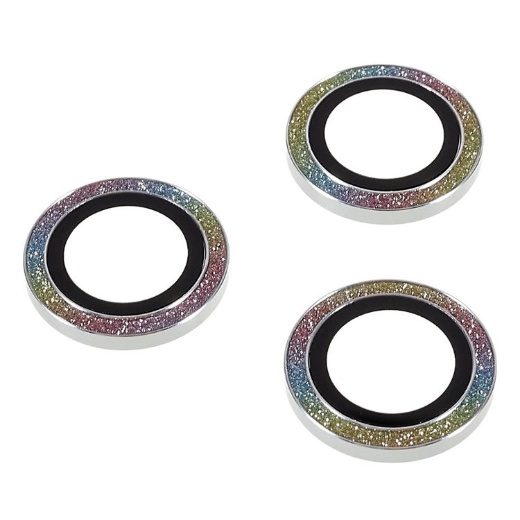 3Pcs / Set for iPhone 14 Pro 6.1 inch / 14 Pro Max 6.7 inch Rhinestone Camera Lens Protector Anti-scratch Tempered Glass Lens Cover - Colorful Silver