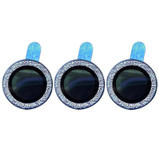 For iPhone 13 Pro Max 6.7 inch / 13 Pro 6.1 inch 3Pcs / Set Glitter Ring Design Camera Lens Protector Anti-scratch Anti-fingerprint Tempered Glass Film - Blue