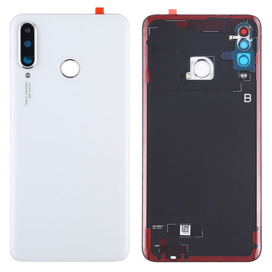 For Huawei P30 Lite (48MP) Battery Housing with Adhesive Sticker+Camera Lens Cover - White